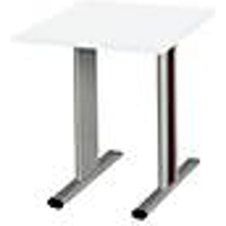 Schäfer Shop  Select Planova vergadertafel, vierkant, 800 x 800 mm, wit, accentlijsten bordeaux-violet