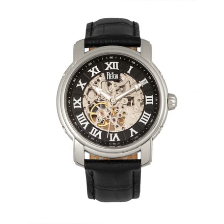 Reign Kahn automatisch skelet horloge met leren band