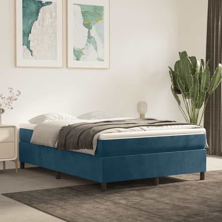 vidaXL - Boxspring - bed - 140x200 - cm - fluweel - donkerblauw