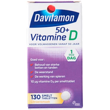 Davitamon Vitamine D 50+ Smelttabletten - vitamine d volwassenen - 130 stuks - Voedingssupplement