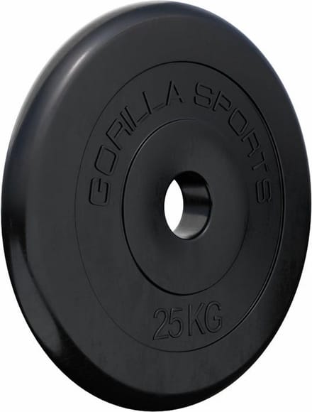 Gorilla Sports Halterschijf - Gewichtsschijf - Gietijzer - Rubber - 30 mm - 25 kg