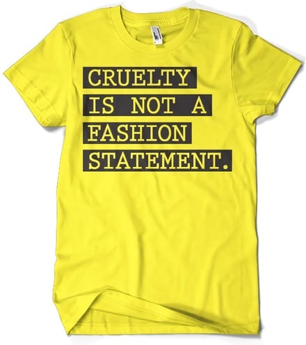 Hybris Cruelty Is Not A Fashi-on -statement-T-shirt geel