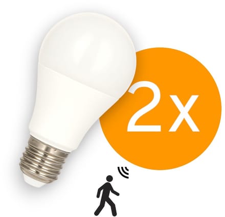 2 stuks | Bailey LED peer met bewegingssensor 9W 820lm 2700K Niet-Dimbaar | E27 | Warm Wit | 9 watt | 20.000 Branduren