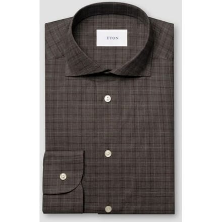 Eton Overhemd Brushed Cotton Signature Flanel Multi Check Pattern Donker Rood / male