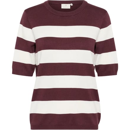 Kaffe KAlizza Striped Knit Dames Trui - Fudge / Chalk Wide Stripe