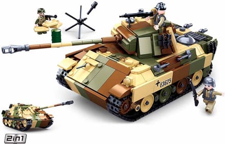 Sluban Army WWII Medium Leger Tank speelgoed – Constructiespeelgoed modelbouw – bouwdoos met 725 bouwstenen – M38-B0859 vanaf 8 jaar
