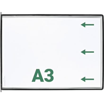 Sichttafel Tarifold DIN A3 quer, 10 St., alle Trägersysteme, Metalldrehzapfen, schwarz