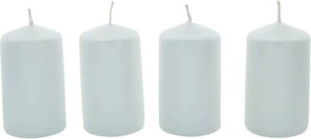 Set van 4 Witte Shimmer Pijlerkaarsen - Glanzend & Sfeervol Decoratie