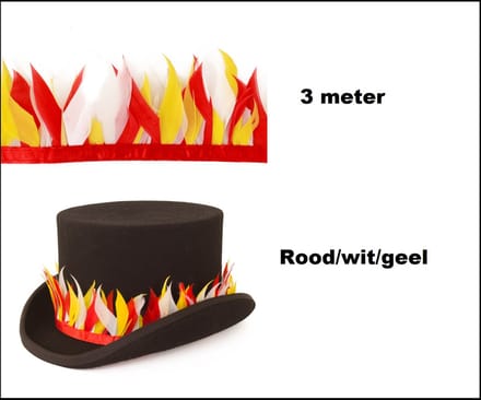 Verenband rood/wit/geel 3 meter - Festival hoed thema feest carnaval