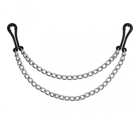Bondage Play - tepelklemmen kunststof met dubbele ketting