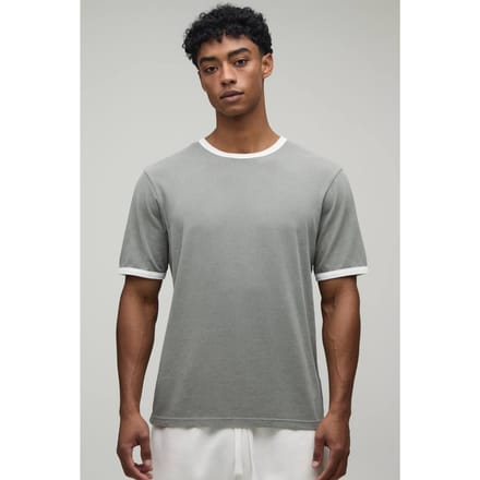 Regular Fit Vintage Wash Ringer T-shirt | Charcoal | Size Small