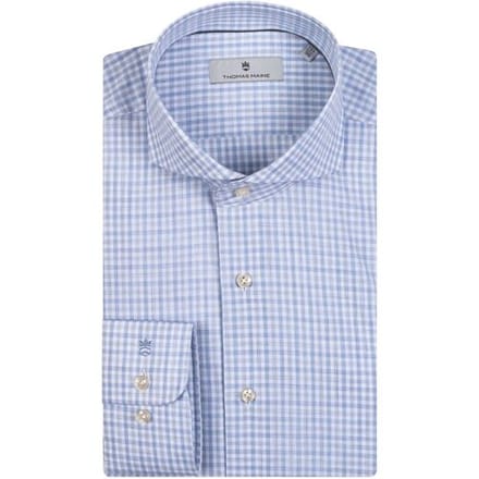 Thomas Maine Overhemd Bari Cutaway Check Pattern Lichtblauw-Grijs / male
