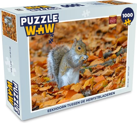 Puzzel Eekhoorn tussen de herfstbladeren - Legpuzzel - Puzzel 1000 stukjes volwassenen