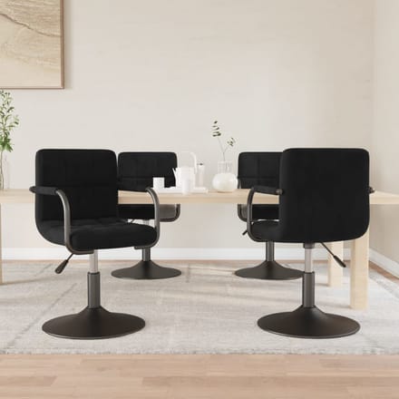 vidaXL - Eetkamerstoelen - draaibaar - 4 - st - fluweel - zwart