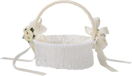 Bloemenmand Bruiloft - Decoratie Mand - Bruiloft Ceremonie - Handgeweven Design - 32 x 28 x 13 cm