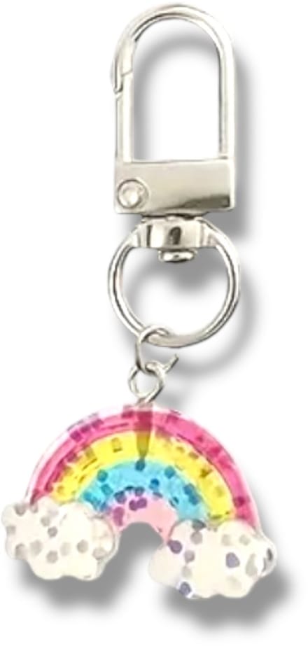 Regenboog Sleutelhanger – Glitter & Clouds | Vrolijk, Kleurrijk & Lichtgewicht