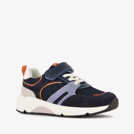 Stap suède jongens sneakers donkerblauw - Maat 31 - Echt leer