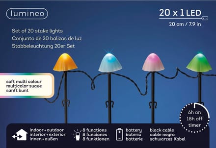 Lumineo - LED stake light l380h20 cm zwrt/smlt kerst