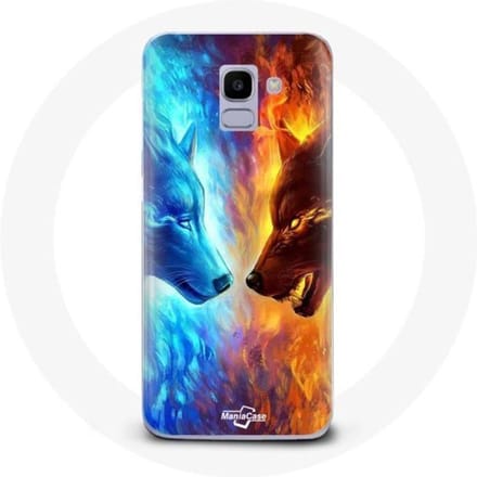 Case voor Samsung Galaxy A8 2018 Ice en Fire Wolf