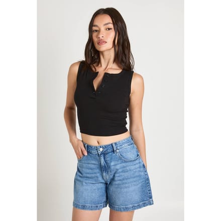 boohoo Dames Petite Denim Boyfriend Short | Medium Gebleekt | Maat: 34