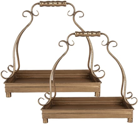 Clayre & Eef Decoratie schaal set van 2 Goudkleurig Metaal