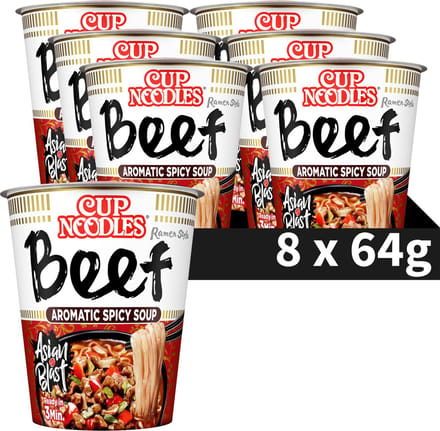 Nissin Cup Noodles - Five Spices Beef Noedels - Instant Noodles - 8 stuks