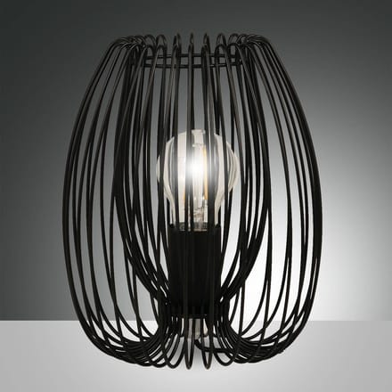 Fabas Luce Camp tafellamp, zwart, draadmand, Ø 20 cm