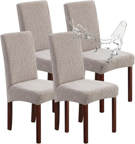 Waterdichte stoelbeschermers voor eetkamer - Stretch Jacquard, set van 4