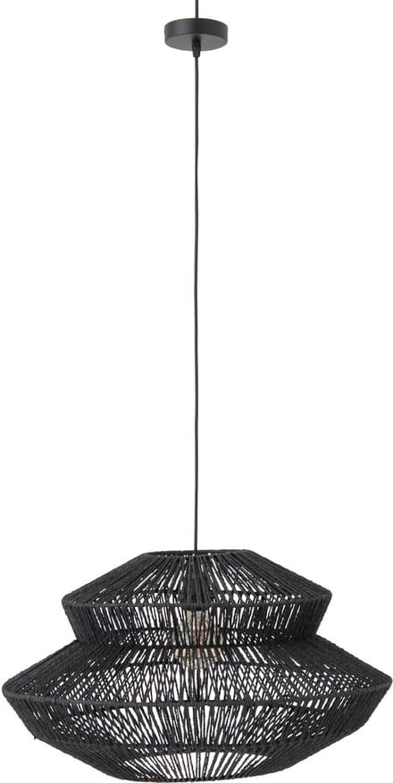 J-Line hanglamp Touw - metaal - zwart - small
