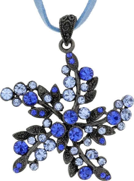 Behave - Ketting Met Bloemenhanger - Blauw - Statement Natuurstijl