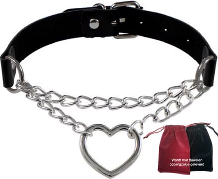 Choker ketting hart – Gothic PU-leer Halsketting – Verstelbaar – Geschikt voor 40 cm hals