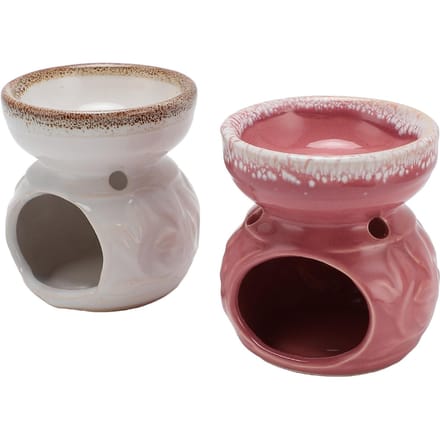 2 Stuks Keramische Theelichthouder Waxmelter Langdurige Essentiële Olie Brander Wierook Diffuser gray