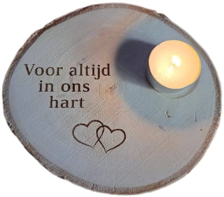 Gedenk/ herdenkingsschijf met waxinelichtje