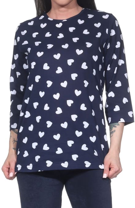 Damespyjamashirt met lange mouwen mix & match