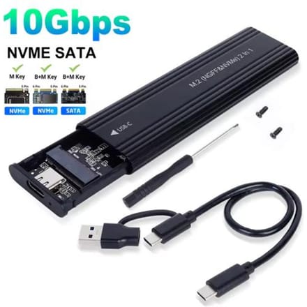 M2 SSD Behuizing M.2 NVMe SATA SSD Behuizing M.2 naar USB Type C SSD Adapter 10Gbps USB 3.1 Externe Behuizing Ondersteunt M en B en B&M Keys NVME SATA 10Gbps