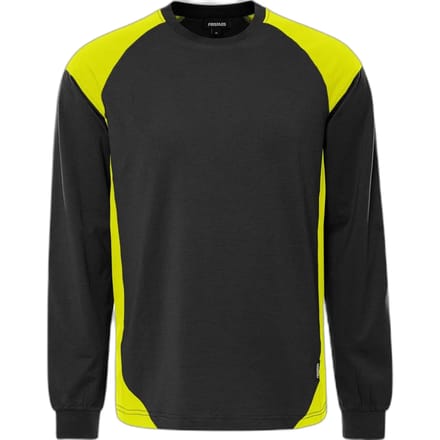 Fristads Heavy T-shirt lange mouw 7071 GTM - Zwart/hi-vis geel - M