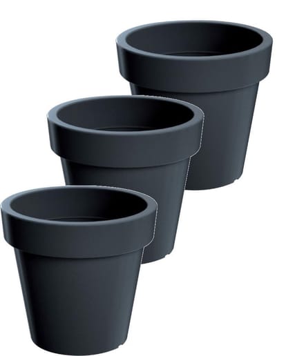 Bloempot Buiten Rond Lofly 13cm ANTRACIET Prosperplast / 3 STUKS ! /