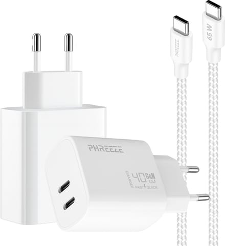 Phreeze usb C oplader 40w met kabel 1 meter - Power Delivery snellader
