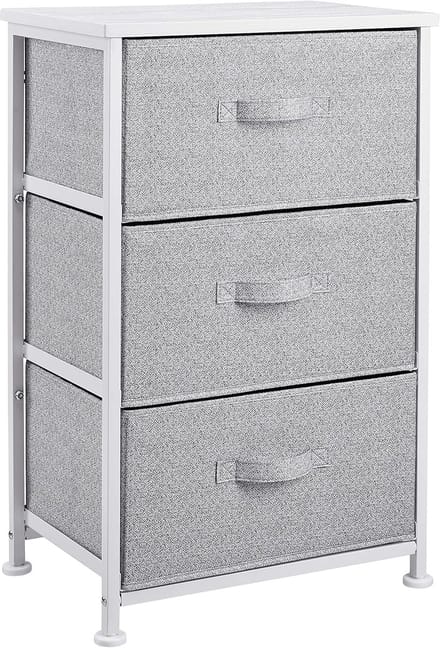 Famanu - Stoffen opbergkast met 3 laden, compact kledingopbergsysteem, wit