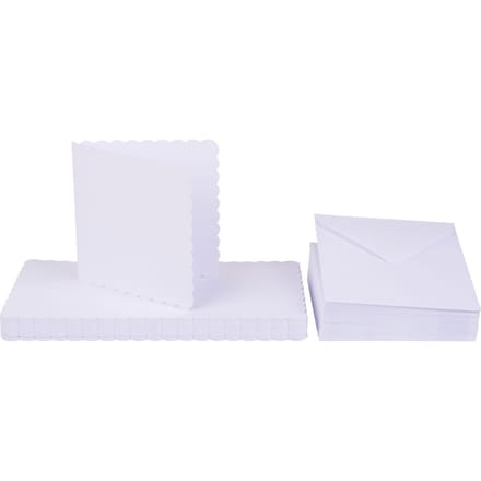 Dubbele kaarten met enveloppen "Golvende rand", 12,5 x 12,5 cm, 50 stuks