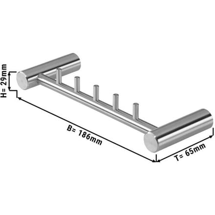 AIR-WOLF Hakenstang met 5 haken - RVS Zilver