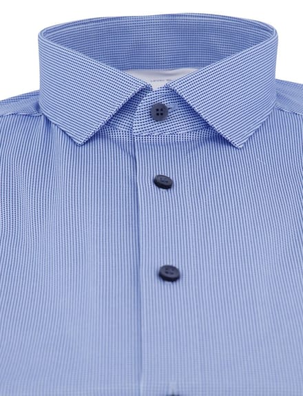 Olymp overhemd blauw body fit semi-wide collar