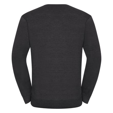 Russell Collection Heren Gebreid V Hals Sweatshirt (Houtskool mergel)