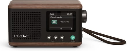 Pure Classic Mini Coffee Black/Walnt EU/UK/AU Radio DAB+, FM DAB+, FM, USB, Bluetooth Oplaadbaar Zwart, Walnoot