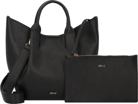 abro Leren Schoudertas Leather Erson Shopper Essential Black / Gold Zwart