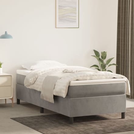 vidaXL - Boxspring - bed - 80x200 - cm - fluweel - lichtgrijs