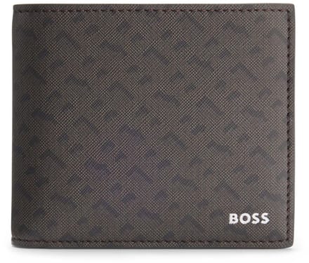 BOSS Leren portemonnee Zair 4 CC Coin Wallet Dark Brown donkerbruin
