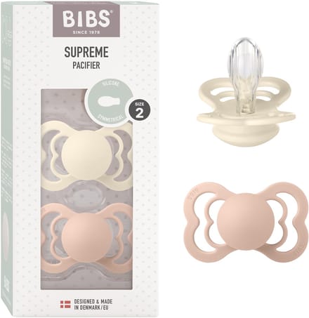 BIBS Supreme Fopspeen - 6-18 mnd - 2-pack - Symmetrisch - Ivory/Blush