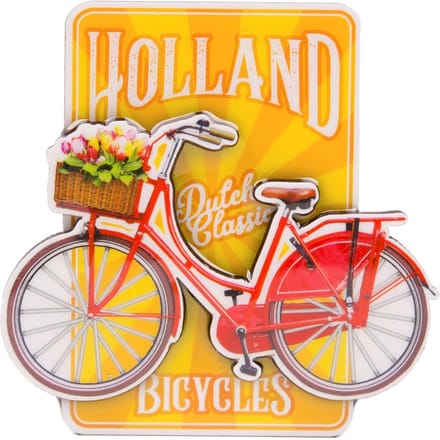 Matix Magneet Fiets Holland 8,5 X 8,5 Cm Mdf Rood/geel
