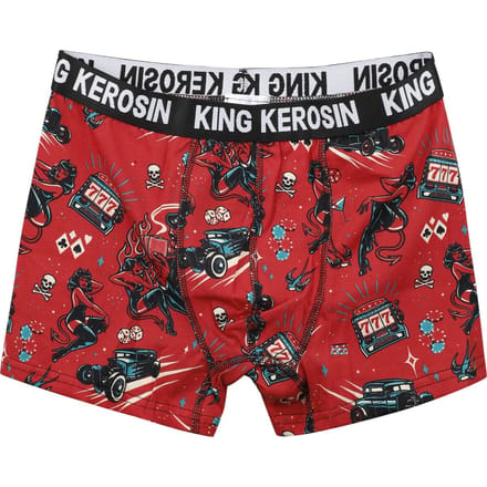 King Kerosin - Rockabilly Boxers - Rockabilly Devil Boxershorts - S tot XXL - voor Mannen - rood